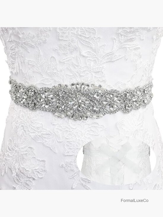 Bridal Rhinestone Organza Waist Sash Self-Tie Wedding Belt